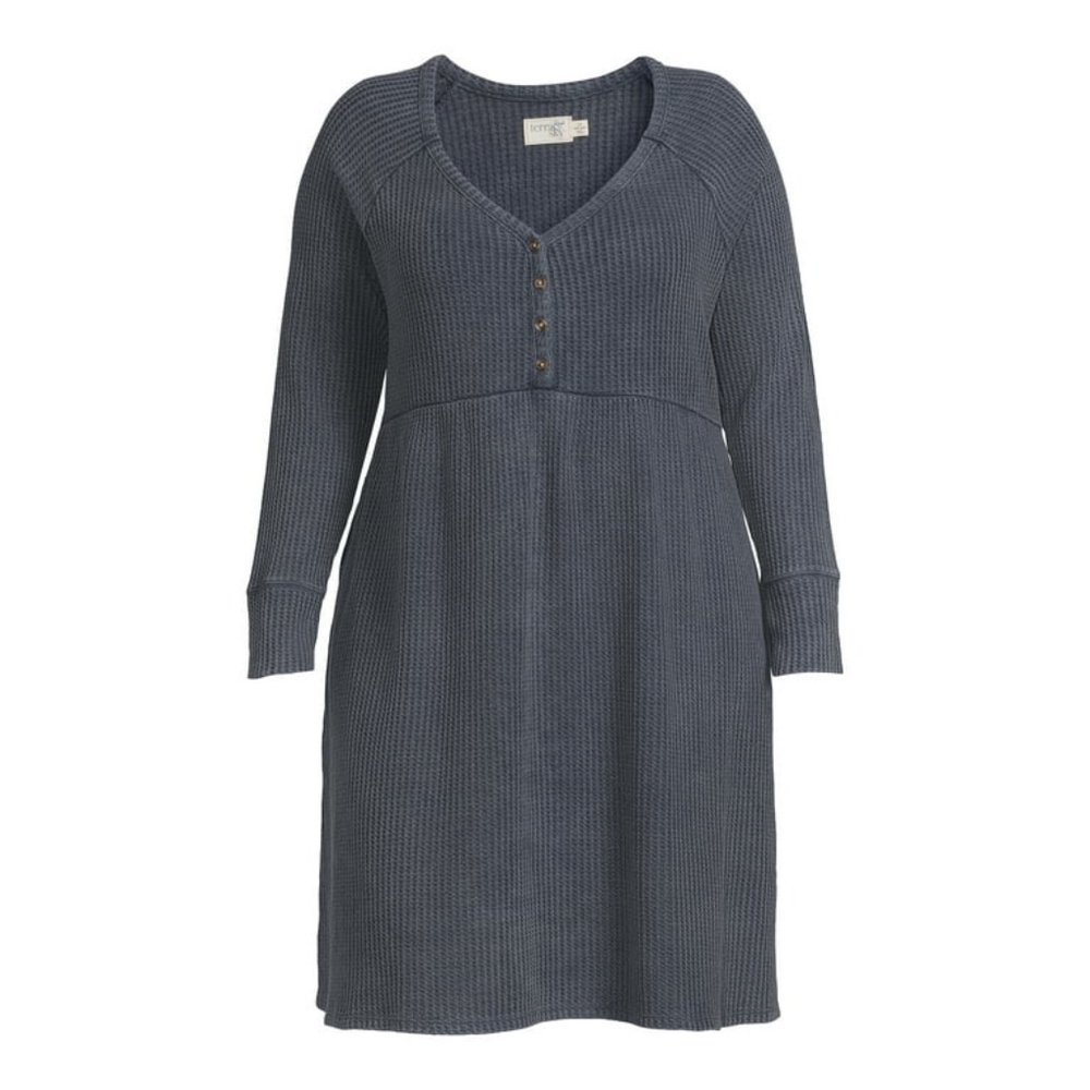 NWT Terra and Sky Waffle Knit Henley Dress